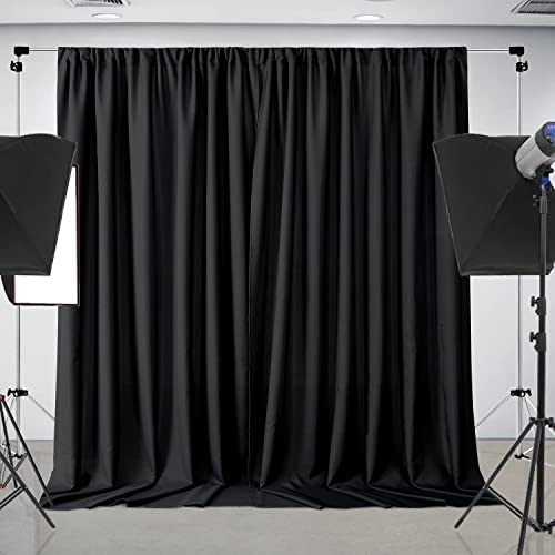 Joydeco Black Curtains 84 Inch Long for Bedroom Living Room, Semi Sheer Curtains Black Rod Pockets Drapes Backdrop for Photo Parties 2 Panels