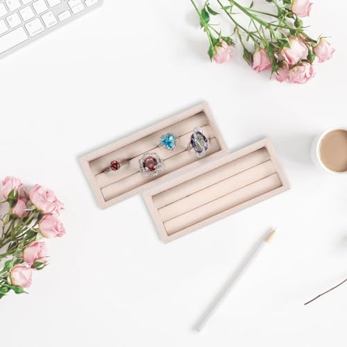 Valyria Bamboo Wood 6 Slots Round Ring Earrings Trays Showcase Display Jewelry Organizer (Round Wood)