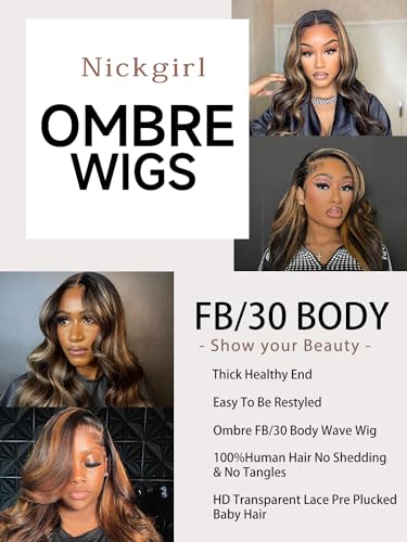 Nickgirl Highlight Lace Front Wig Human Hair 13x4 1B/Pink Body Wave Lace Front Wigs Human Hair Pre Plucked 180% Density HD Lace Colored Wigs Pink Human Hair Wig Glusless Wigs Human Hair 22 Inch