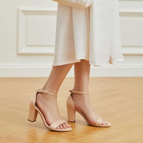 Trary Women's Ankle Strap and Adjustable Buckle Chunky Pump Heel Sandals Size: 6
