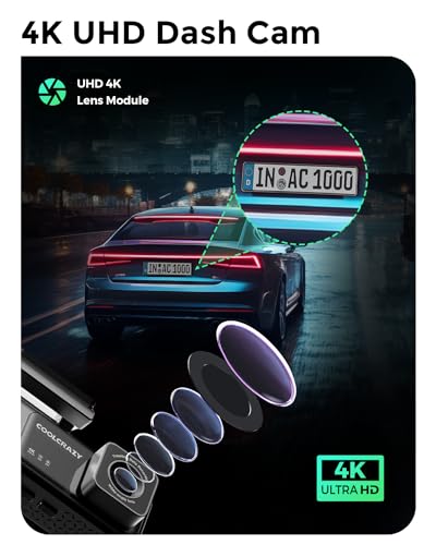 COOLCRAZY Dash Cam 4K Front, Built-in WiFi GPS Dash Camera for Cars, 3.2" IPS Screen Dashcam with App Control, Free 32G Card, 170°Wide Angle, 24H ParkingMode, WDR, Night Vision, G-Sensor