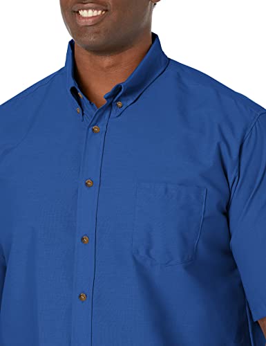 Red Kap Men's Standard Poplin Dress Shirt, Stain and Wrinkle Resistant, Short Sleeve, Royal Blue, 5X-Large