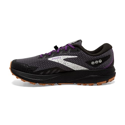 Brooks Women’s Divide 4 GTX Waterproof Trail Running Shoe - Black/Blackened Pearl/Purple - 5 Medium