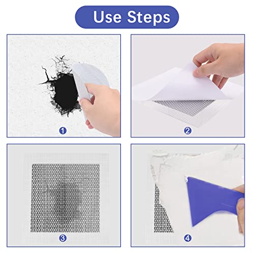 BAYTORY 15Pcs Drywall Patch Repair Kit, 2/4/6/8 inch Aluminum Plate Self-Adhesive Fiberglass Mend Wall Holes, Quick Repair for Ceiling Plasterboard Dry Wall Hole Covering Patches Kits