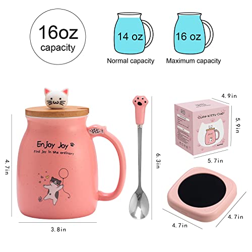 Bsigo Smart Coffee Mug Warmer & Cute Cat Mug Set, Beverage Cup Warmer for Desk Home Office, Candle Warmer Plate for Milk Tea Water with Two Temperature Setting(Up to 140℉/ 60℃), 8 Hour Auto Shut Off