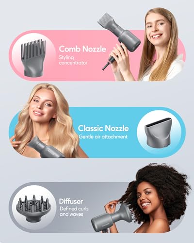 Wavytalk Ionic Hair Blow Dryer with Diffuser for Curly Hair Professional Salon Attachment Diffuser and Concentrator Nozzle for Women Styling Natural