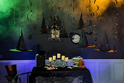 JOYIN Hanging Swirl Halloween Decorations Indoor Witch Hats Ghost Chandelier Bat Lantern Spider Pumpkin Skull Ceiling Streamers Party Supplies Wall Halloween Decor Ornaments