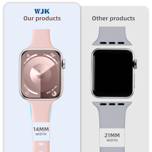 WJK Slim Bands Compatible with Apple Watch Bands 40mm 38mm 41mm, Women Men Silicone Straps Pomegranate for IWatch Series 9/8/7/6/5/4/3/2/1 Ultra