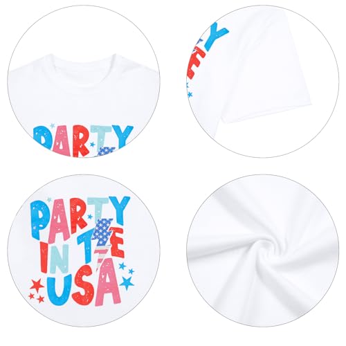 FLOYU Women Party in The USA Shirt Retro 4th of July Party T Shirt USA Lightning Tops Casual America Patriotic Shirts