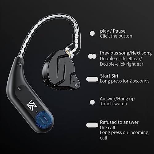 YINYOO KZ AZ09 Bluetooth 5.2 Upgraded Cable, KZ ZS10 PRO Wireless Adapter C-pins for ZSN PRO/ZSN PRO-X/zs12 pro x/ZS10 PRO X/EDX PRO/ZAR/AS16 PRO/PR2/ZS10 PRO 2/DQS/C10/CRA cca (Cpins, Black)
