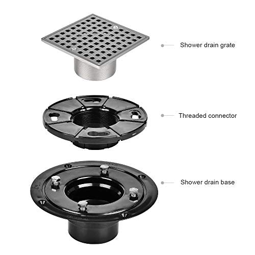 4-1/4 Square Shower Drain for Low Profile Shower Pan Nickel Brushed with Various Finish Style (Pattern1)