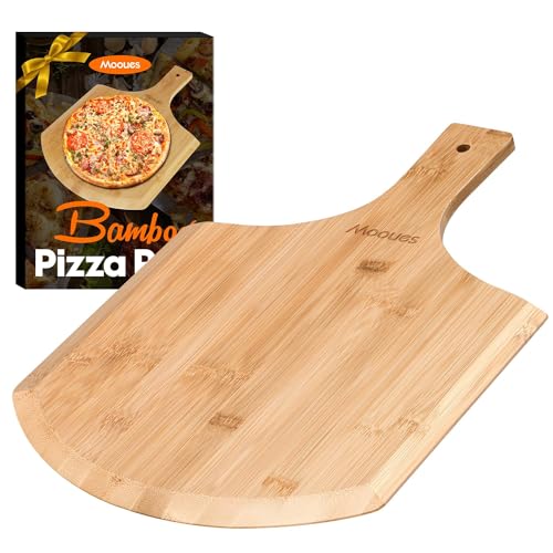 Pizza Peel 12 Inch, Natural Bamboo Pizza Peel Pizza Paddle Spatula Oven Accessory for Large Wood Pizza Board For Transferring & Serving, Wood Pizza Cutting Board for Cheese Bread Fruit Vegetabl