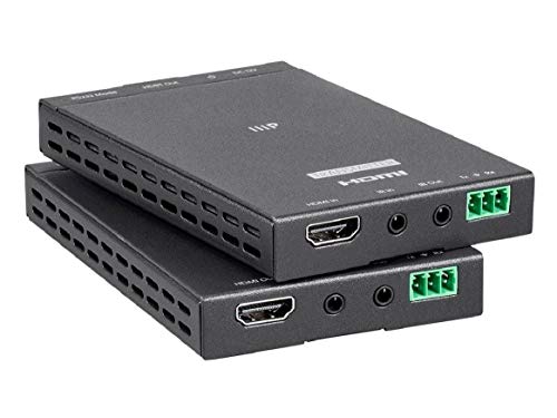 Monoprice 4K Pro HDBaseT Extender Kit, IR, 70 Meters with PoC, Over Cat6, RS232, HDCP 2.2, Black - Blackbird Series and Monoprice High Speed HDMI Cable - Certified Premium, 4K@60Hz, HDR, 18Gbps, 36AWG, YUV, 4:4:4, 2 Feet, Black - Ultra Slim Series