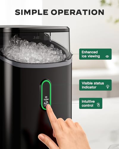 Silonn Nugget Ice Maker Countertop, Pebble Ice Maker with Soft Chewable Ice, One-Click Operation Ice Machine with Self-Cleaning, 33lbs/24H for Home,Kitchen,Office