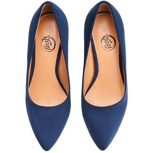 Trary Women’s High Heel Dress Pump Pointed Toe Shoe Classic Office Special Dressy Casual