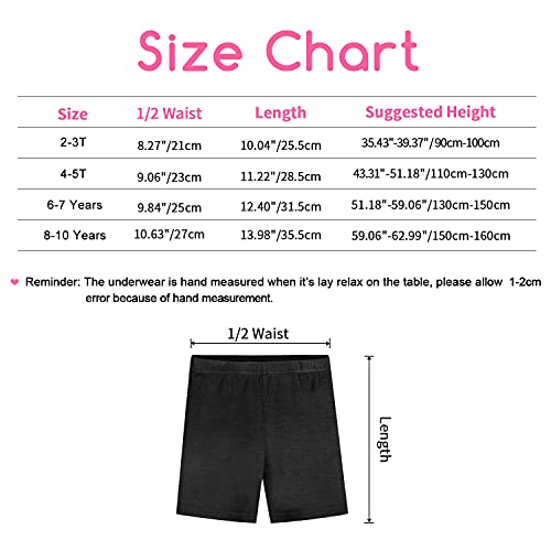 BOOPH Girls Bike Shorts Kids Colorful Cartwheel Dance Shorts Under Dress for Toddler Girl 8 Pack Black/Purple/White/Red/Green/Grey/Rose Red/Blue 6-7 Years