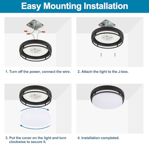 Xbuyee 2Pack LED Flush Mount Ceiling Light Fixture 13" 20W, 3000/4000/5000K Color Adjustable, Dimmable Ceiling Lamp for Kitchen, Hallway, Stairwell, Oil Rubbed Bronze, ETL