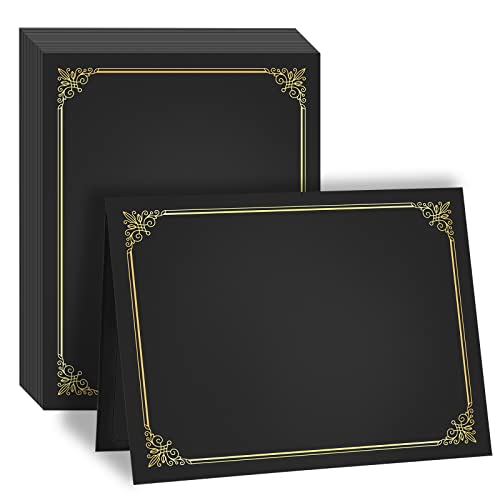 GNL Certificate Holders - 25 Packs Black Diploma Holders, Certificate Covers with Gold Foil Border, for Letter Size 8.5 x 11 Certificate Paper, Award, Graduation, Documents