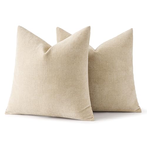 MIULEE Pack of 2 Decorative Throw Pillow Covers Soft Chenille Throw Pillows Solid Textured Cushion Covers for Couch Sofa Bedroom Living Room 24x24 Inch, Taupe Grey