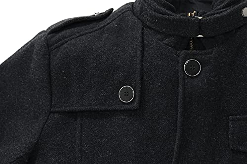 wantdo Men's Stylish Double Breasted Wool Blended Pea Coat with Belt Pure Grey M