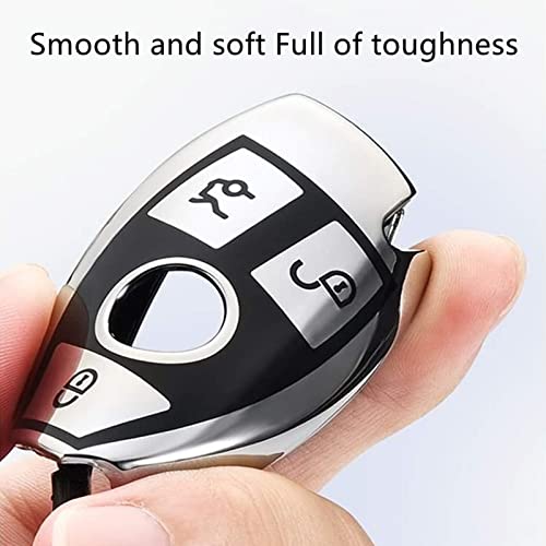 Creativity Suitable for Mercedes Benz key cover. Beautiful TPU Key Case Compatible with CLS CLK AMG ML C CL E S SL SLK G GLC GLE GLS M R Smart Remote Key (Pink Combination)