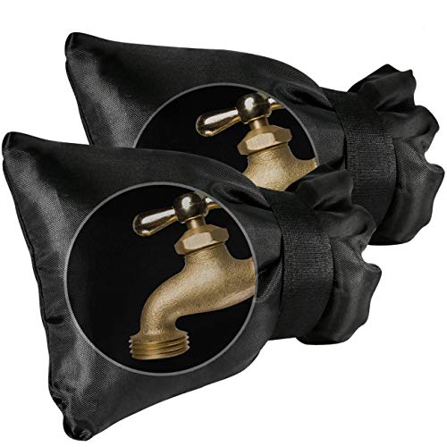 Outdoor Faucet Covers for Winter, SUNDOKI Long Outside Insulated Faucet Covers for Winter Freeze Protection Wall Water Spigot Socks (2 Pack-Black)