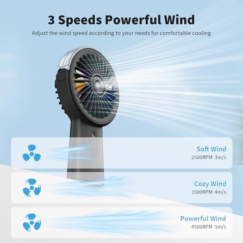 Otlonpe Misting Fan Portable Fan with Mist, 4000 mAh Rechargeable Handheld Fan Battery Operated Water Spray Mister Fan, Small Personal Hand Held Fan Power Bank for Travel Men Women, Black