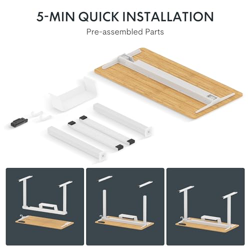 FLEXISPOT Standing Desk Quick Assembly Electric Sit Stand Desk Whole-Piece Desktop Ergonomic Memory Controller Adjustable Height Desk(White Frame + 40" Bamboo Texture Desktop)