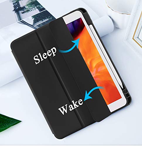 SIWENGDE Case for iPad Pro 11 Inch 4th/3rd/2nd Generation 2022/2021/2020 with Pencil Holder [Support iPad 2nd Pencil Charging] Slim Trifold Stand Smart Protective Cover, Auto Wake/Sleep(Black)