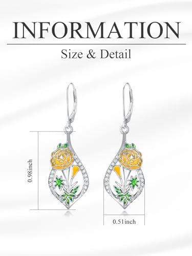 SILBAZ January Birth Flower Earrings Carnation Dangle Drop Earrings Month Flower Jewelry Birthday Gifts for Women