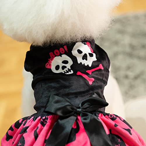 CuteBone Elf Dog Dresses Velvet Holiday Small Dogs Clothes Onesie Pet Apparel Girl Puppy Skirt with Bow Hair Rope CVA55XS-D