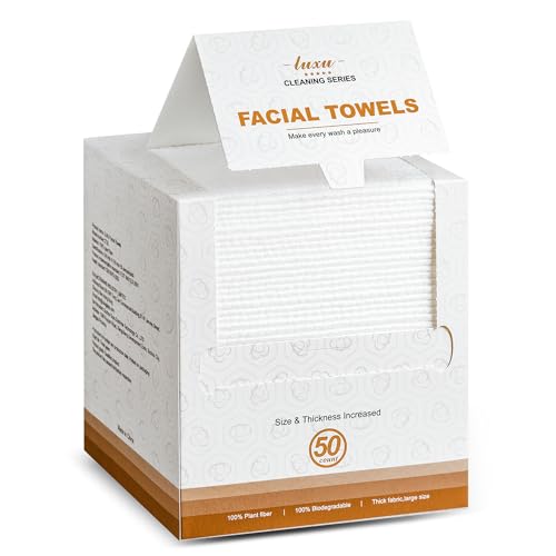 Disposable Face Towel,Biodegradable Facial Towels,20 Count Extra Thick Soft Large Clean Facial Towels Plant Fiber Facial Washcloth Dry Wipes for Sensitive Skin,Travel,Makeup Remover