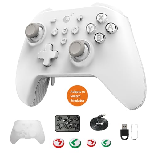 GuliKit KK3 MAX Controller,Kingkong 3 Maglev Vibration Motor,Hall Effect Bluetoot/Wired/Wireless Controller with 1000Hz Polling Rate and Level 2200 High Precision Joystick for Windows,Switch, Android, iOS (White)