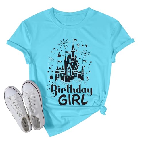 Birthday Shirt Women Magical Tshirt Cute Birthday Party Shirts Magic Kingdom Short Sleeve Tee Top Grey