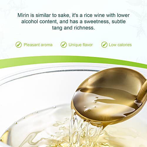 Soeos Mirin, Japanese Cooking Wine, 16.9 fl oz (Pack of 1), Mirin Rice Wine, Authentic Natural Sugar Sweet Rice Cooking Wine for Cooking, Condiments, Seasoning Homemade Sauces, Japanese Seasoning