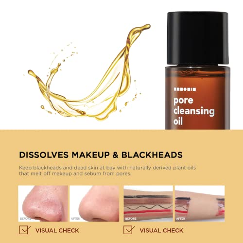 Hanskin BHA Pore Cleansing Oil and PHA Cleansing Balm, Sample Trial Size, Travel Size Mini Makeup Remover Set, Gentle Blackhead Cleanser for Combination and Oily Skin [30 ml/Pack of 2] + [8g/PHA Balm]