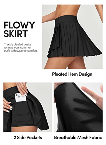 IUGA Tennis Skirt Pleated Skirts for Women with Pockets High Waisted Athletic Skirt Skorts for Woman Workout Golf Skort Black