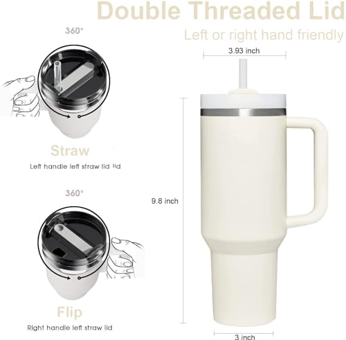 AFINSEA 40oz Tumbler with Lid and Straw,Reusable Spill Proof Double Wall Insulated Stainless Steel Water Bottle Travel Mug,Cupholder Friendly Vacuum Sealed Tumbler with Handle(Black)