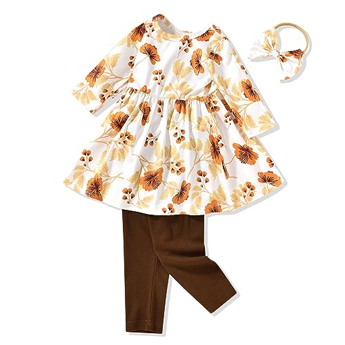 Aalizzwell 2T - 3T Little Toddler Girls Winter Clothes Daisy Ruffle Tunic Pants Outfit Set Fall Autumn Spring Clothing
