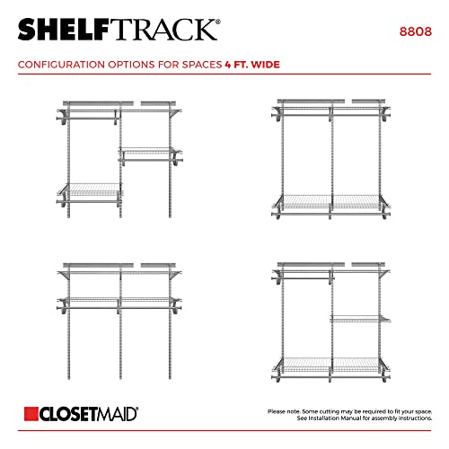 ClosetMaid ShelfTrack Wire Closet Organizer System and ShelfTrack 2ft. to 4ft. Adjustable Closet Organizer Kit, White