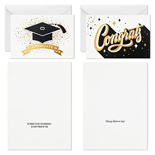 Hallmark Graduation Cards Bulk Assortment, Black and Gold (36 Cards and Envelopes, 6 Designs)