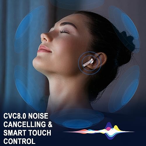 Wireless Earbuds Bluetooth 5.4 Headphones Noise Cancelling, Bluetooth Earbuds with Dynamic Drivers Stereo, Earphones Wireless Bluetooth, 40H Playtime and LED Power Display, In Ear Buds for Android iOS