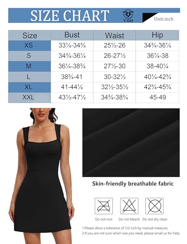 TQD Tennis Dress for Women Athletic Dress with Built in Shorts Golf Active Workout Exercise Dresses(Black,XS)