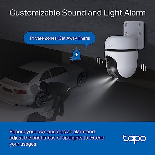 Tapo 2K Outdoor Wired Pan/Tilt Security Wi-Fi Camera, 360° View, Motion Tracking, Works w/Alexa & Google Home, Color Night Vision, Free AI Detection, Cloud & SD Card Storage(up to 512GB), Tapo C510W