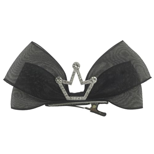 Small Black Orgenza Ribbon Layered Bow Hair Clips -2Pcs