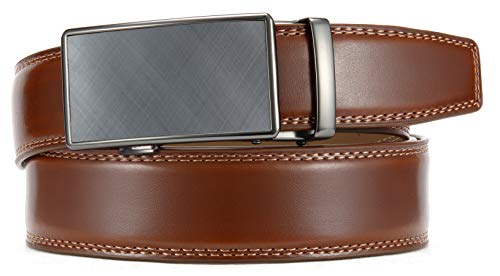 CHAOREN Leather Ratchet Belt for men 1 3/8" for Dress Pants - Micro Adjustable Belt Fit Everywhere