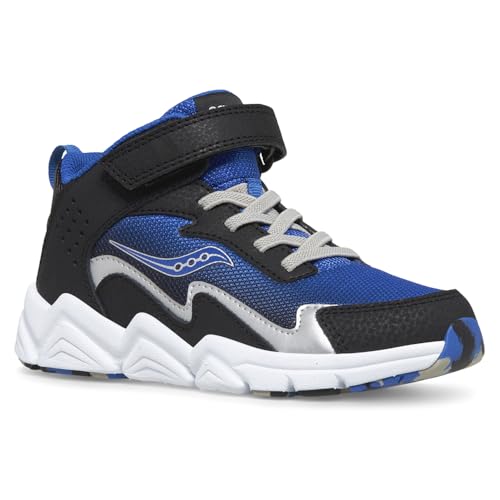 Saucony Flash Alternative Closure Mid Sneaker, Black/Blue, 10.5 US Unisex Big Kid