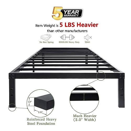 45MinST 14 Inch Platform Bed Frame/Easy Assembly Mattress Foundation / 3000lbs Heavy Duty Steel Slat/Noise Free/No Box Spring Needed, Twin