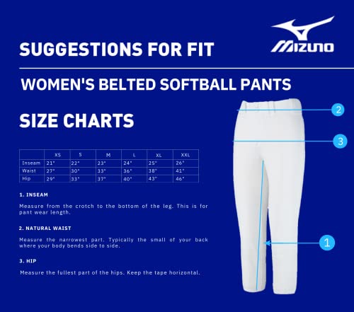 Mizuno womens Select Low Rise Mizuno Wo Men's Belted Pant XS Black, Black, X-Small US