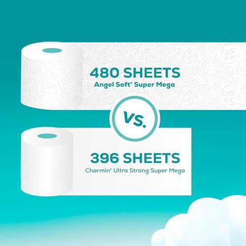 Angel Soft Toilet Paper, 24 Super Mega Rolls = 144 Regular Rolls, Soft and Strong Toilet Tissue